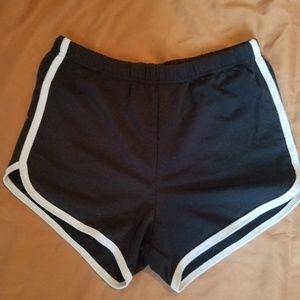 High waisted black track shorts